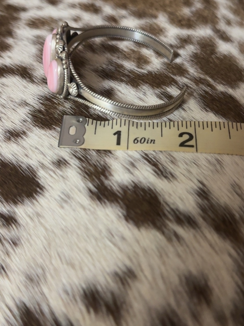 Sterling Silver Pink Conch Cuff Bracelet - Picture 11 of 14